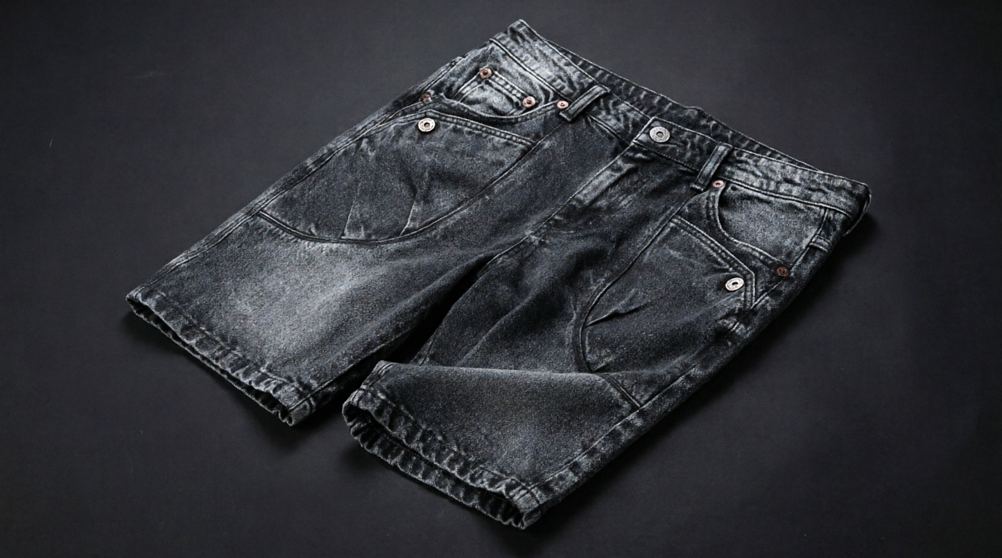 Mens Washed Denim Workwear Shorts